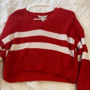 red boxy sweater